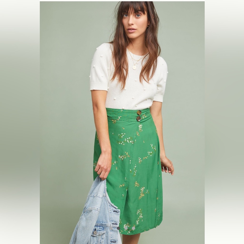 Faithful The Brand Valois Midi Skirt Myrtille Floral Green size 8